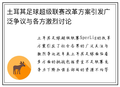 土耳其足球超级联赛改革方案引发广泛争议与各方激烈讨论